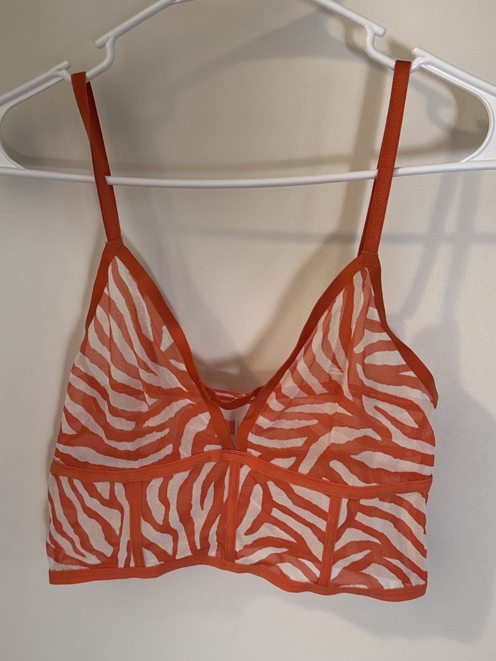 Auden Orange and White Zebra Mesh Bralette